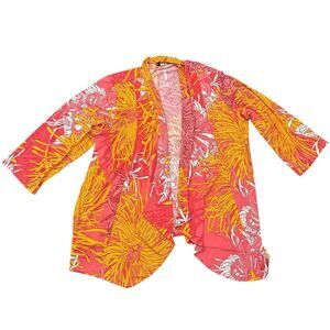 Slinky Brand Open Front Cardigan Wrap Jacket Plus Size 1X Duster Multicolor Top